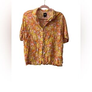 Vans Women's Orange Floral Button Down Shirt